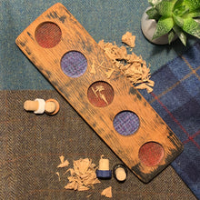 Load image into Gallery viewer, 5 Dram Whisky Flight Board with Harris Tweed Inserts