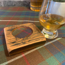 Load image into Gallery viewer, Hand Crafted Whisky Coaster from Retired Staves with Clan Fraser Tartan