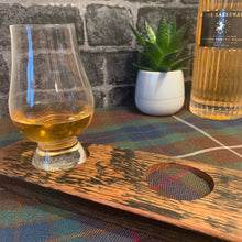 Load image into Gallery viewer, 2 Dram Whisky Tasting Board with Clan Fraser Tartan Inserts