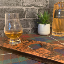Load image into Gallery viewer, 3 Dram Whisky Flight Board with ~Clan Fraser Tartan Insert