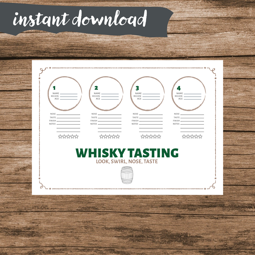 Whisky Tasting Mat (PDF) Digital Download - Downloadable Whisky Tasting Mat