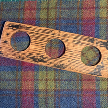 Load image into Gallery viewer, 3 Dram Whisky Flight Board with Harris Tweed Inserts

