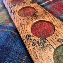 Load image into Gallery viewer, 6 Dram Whisky Flight Tray with Harris Tweed Inserts
