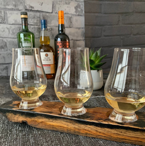 3 Dram Whisky Flight Board with or without Glencairn Glasses
