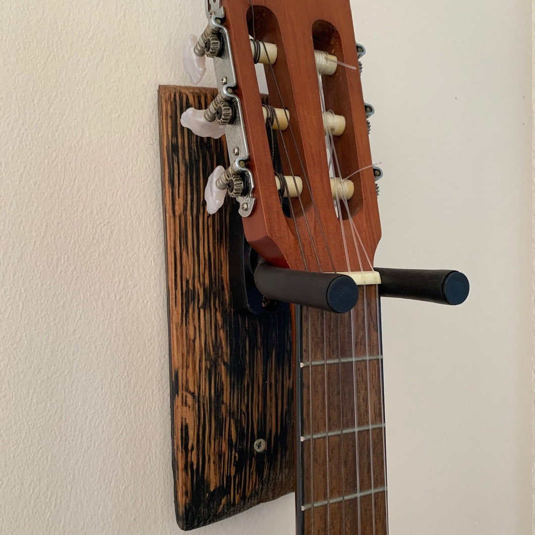 Wall Mounted Guitar Hanger on Recycled Whisky Stave